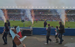 Fireworks before the Harlequins v Leinster rugby match
