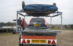 Honda CR-V hitched up with dinghy trailer
