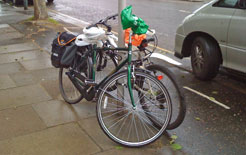 My bike looking forlorn in the rain
