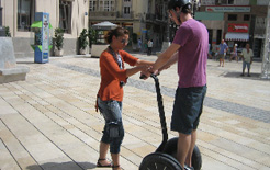 Matt gets to grips with the Segway from the tour guide
