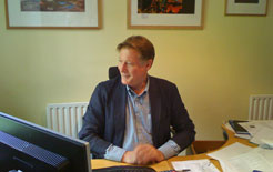 Accountant Peter Edney at his desk