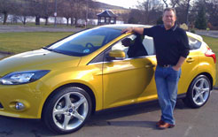 Kevin Griffin, Ford fleet director, with the new Ford Focus at the launch in Scotland