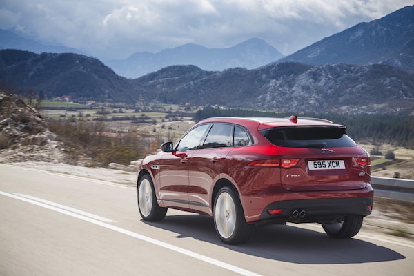 Jaguar F Pace for business rear view moving