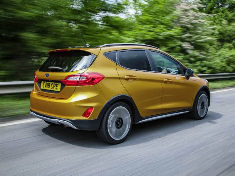 Ford Fiesta Active review rear three quarters driving shot