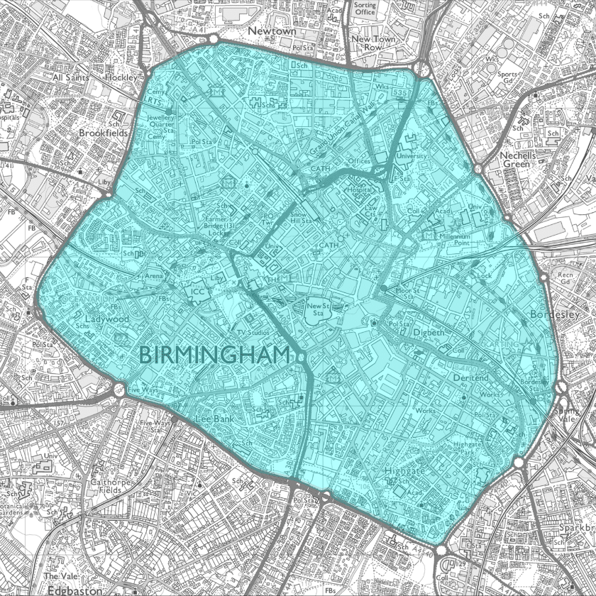 Birminghams Clean Air Zone Boundary