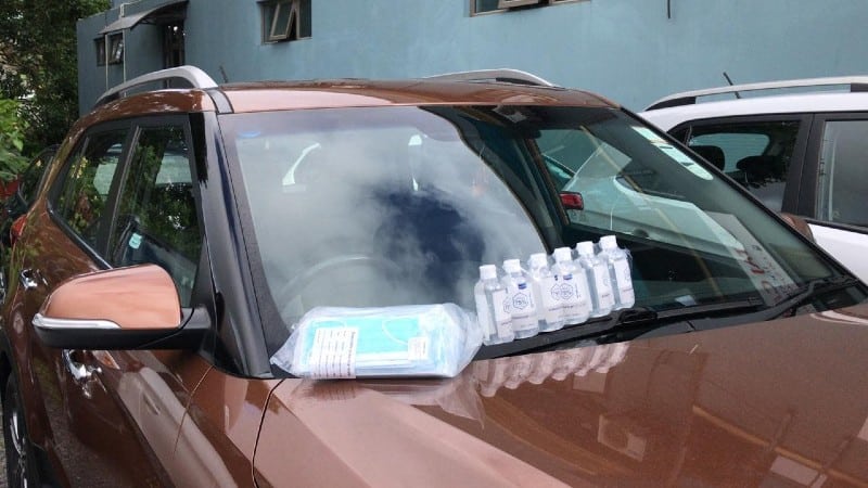 taj sanitized car with cleaning set 1