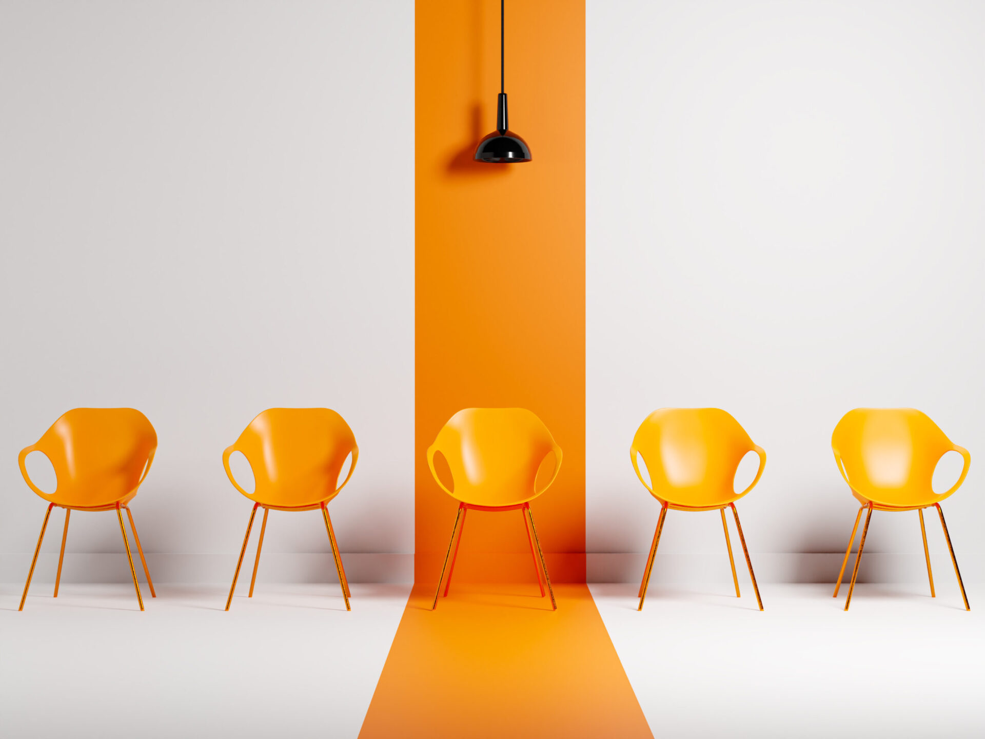 Row of chairs with one odd one out Job opportunity recruitment concept