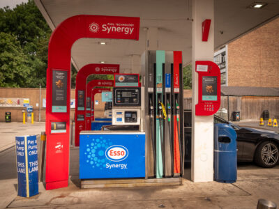 Petrol station, petrol pipe close up