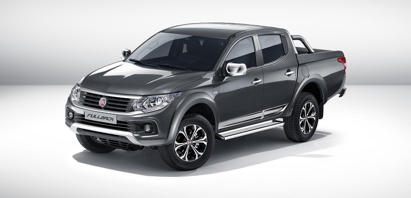 Fiat Fullback double cab pickup truck in grey, three-quarter view against white background.