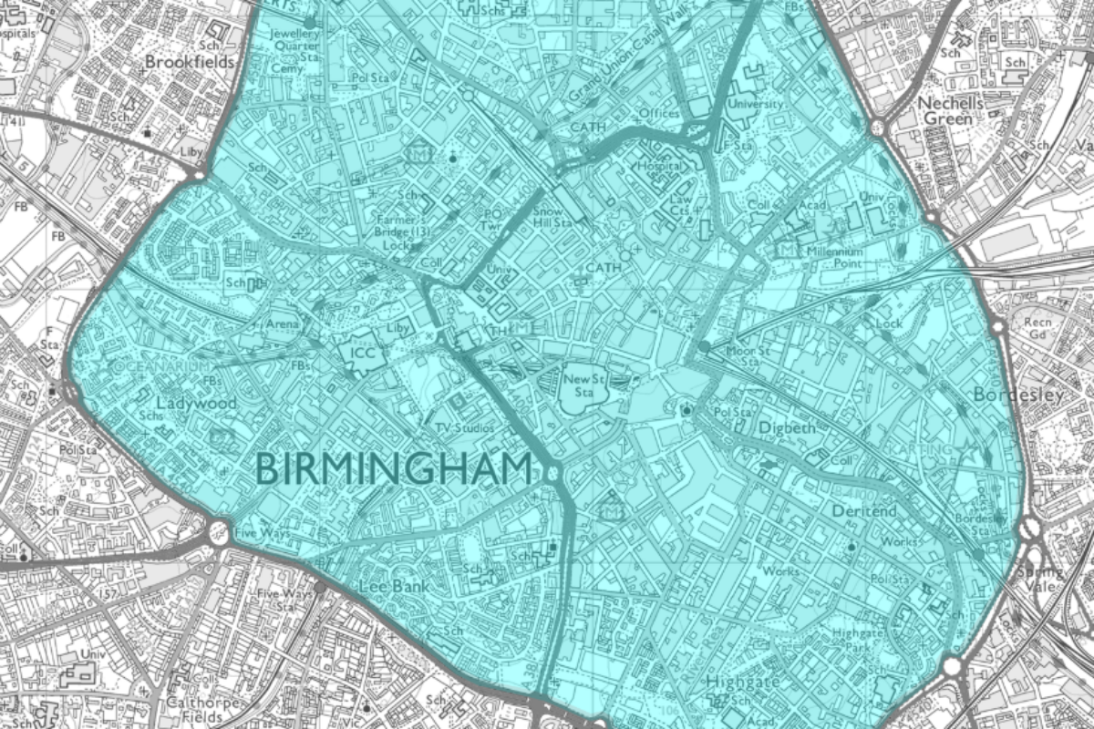 Birminghams Clean Air Zone Boundary