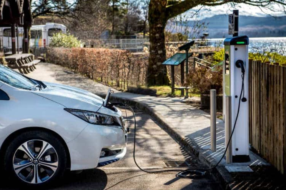 Nissan Leaf electric vehicle at charging point