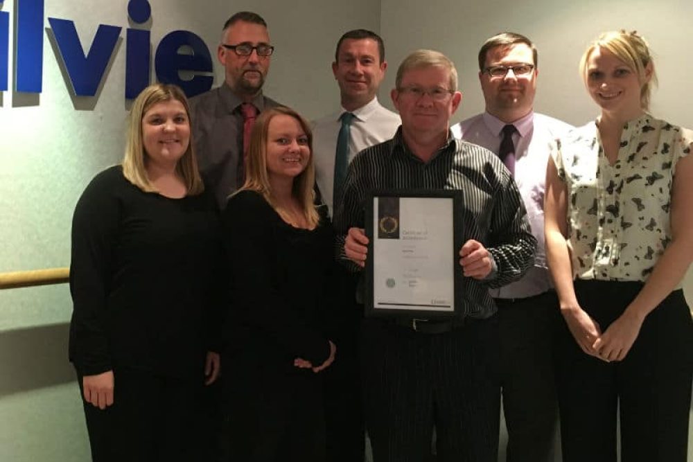 Ogilvie Fleet managing director Gordon Stephen and colleagues with the Investors in People Gold Standard accreditation certificate