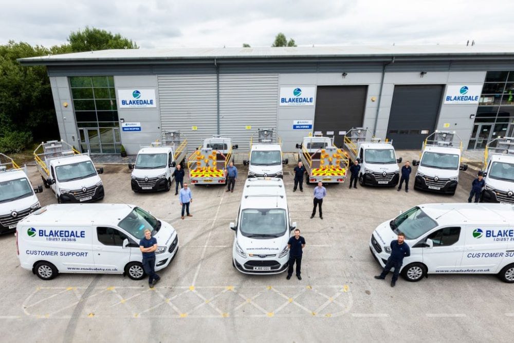 blakedale hq in chorley with traffic management vehicles